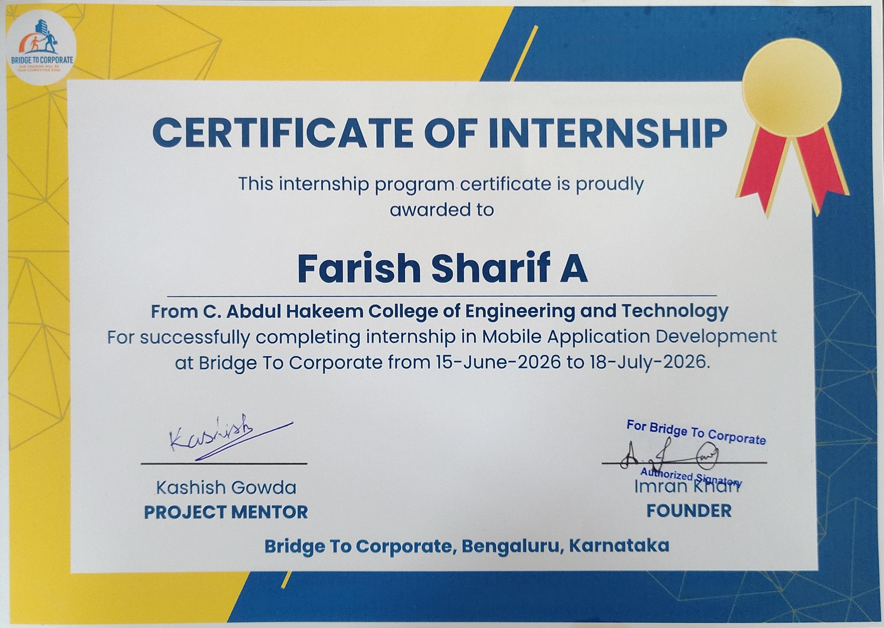 Internship — Mobile App Development